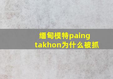 缅甸模特paing takhon为什么被抓